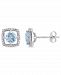 Blue Topaz (1 ct. t. w. ) and Diamond Accent Halo Square Stud Earrings in 10k White Gold