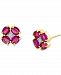 Ruby (2 ct. t. w. ) & Diamond (1/20 ct. t. w. ) Flower Stud Earrings in 14k Gold