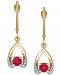 Ruby (5/8 ct. t. w. ) & Diamond (1/10 ct. t. w. ) Wishbone Drop Earrings in 14k Gold