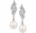 Arabella Cultured Freshwater Pearl (7mm) & Cubic Zirconia Drop Earrings in Sterling Silver, Created for Macy's