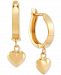 Dangle Heart Huggie Hoop Earrings in 10k Gold