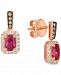 Le Vian Passion Ruby (7/8 ct. t. w. ) & Diamond (1/4 ct. t. w. ) Drop Earrings in 14k Rose Gold