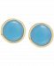 Blue Chalcedony Bezel Stud Earrings in 14k Gold-Plated Sterling Silver