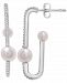 Cultured Freshwater Pearl (3-1/2 & 5mm) & Diamond (1/10 ct. tw. ) Rectangular Hoop Earrings in Sterling Silver