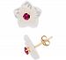 Mother-of-Pearl Flower & Lab Created Emerald, Ruby or Sapphire Stud Earrings in 10k Gold