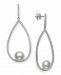 Cultured Freshwater Pearl 9-10mm and Cubic Zirconia Drop Earrings in Sterling Silver