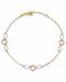 Circle and Oval Anklet in 14k Rose, White and Yellow Gold
