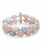 Baroque Shaped Multi-Color Morganite 14X10mm Double Row 7.5" Bracelet in Sterling Silver