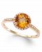 Citrine (1-1/5 ct. t. w) and Diamond (1/8 ct. t. w. ) Round Ring in 14k Gold