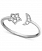 Diamond (1/10 ct. t. w. ) Moon & Star Open Ring in Sterling Silver
