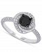 Black Diamond (1 ct. t. w. ) & White Diamond (1/10 ct. t. w. ) Swirl Engagement Ring in 14k White Gold
