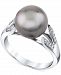 Cultured Tahitian Pearl (10mm) & Diamond (1/8 ct. t. w. ) Ring in 10k White Gold