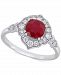 Ruby (1-1/4 ct. t. w. ) & Diamond (1/3 ct. t. w. ) Halo Ring in 14k White Gold