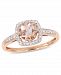 Morganite (4/5 ct. t. w. ) and Diamond (1/7 ct. t. w. ) Square Halo Ring in 10k Rose Gold