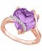 Amethyst (6-1/2 ct. t. w. ) & Diamond (1/20 ct. t. w. ) Heart Swirl Ring in 18k Rose Gold-Plated Sterling Silver