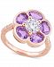 Amethyst (2 ct. t. w. ) & White Topaz (1 ct. t. w. ) Flower Ring in Rose Gold-Plated Sterling Silver