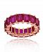 Red Emerald Cut Cubic Zirconia Eternity Band in 14k Rose Gold Plated Sterling Silver