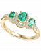 Emerald (1/2 ct. t. w. ) & Diamond (1/10 ct. t. w. ) Ring in 14k Gold-Plated Sterling Silver