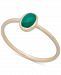 Green Agate Oval Bezel Ring in 14k Gold-Plated Sterling Silver
