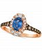 Le Vian Cornflower Ceylon Blue Sapphire (5/8 ct. t. w. ) & Diamond (1/2 ct. t. w. ) Oval Halo Ring in 14k Rose Gold