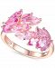 Lab-Created Pink Sapphire Leaf Statement Ring (2 ct. t. w. ) in 14k Gold-Plated Sterling Silver
