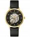 Caravelle Designed by Bulova Men's Automatic Black Leather Strap Watch 39.5mm Women's Shoes