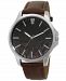 Inc International Concepts Men's Brown Faux-Leather Strap Watch 46mm, Created for Macy's