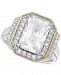 Giani Bernini Cubic Zirconia Halo Statement Ring in Sterling Silver & Gold-Plate, Created for Macy's