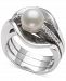 Belle de Mer Cultured Freshwater Pearl (8mm) & Diamond Accent Ring