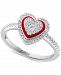 Effy Diamond & Enamel Heart Halo Ring (1/3 ct. t. w. ) in 14k White Gold