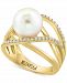 Effy Cultured Freshwater Pearl (11mm) & Diamond (1/4 ct. t. w. ) Open Statement Ring in 14k Gold