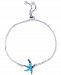Lab-Created Blue Opal Starfish Bolo Bracelet in Sterling Silver