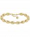 Italian Gold Textured Bead Link Bracelet in 14k Gold-Plated Sterling Silver