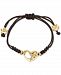 Chow Tai Fook Diamond Accent Hello Kitty Heart Nylon Bracelet in 18k Gold and 18k Rose Gold