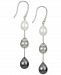 Cultured White South Sea Pearl (8mm), Cultured Gray Tahitian Pearl (9mm) & Cultured Black Tahitian Pearl (10mm) Drop Earrings in Sterling Silver