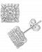 Diamond Halo Cluster Square Stud Earrings (1/3 ct. t. w. ) in 14k White Gold