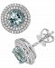 Effy Aquamarine (1-3/8 ct. t. w. ) & Diamond (1/3 ct. t. w. ) Halo Stud Earrings in 14k White Gold