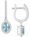 Aquamarine (1-3/8 ct. t. w. ) & Diamond (1/3 ct. t. w. ) Leverback Drop Earrings in Sterling Silver