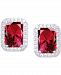Lab-Created Ruby (2-1/5 ct. t. w. ) & Lab-Created White Sapphire (3/8 ct. t. w. ) Halo Stud Earrings in Sterling Silver