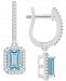 Aquamarine (1-3/4 ct. t. w. ) & Diamond (1/3 ct. t. w. ) Halo Leverback Drop Earrings in Sterling Silver