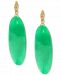 Dyed Green Jade Oval Drop Earrings in 14k Gold-Plated Sterling Silver