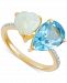 Swiss Blue Topaz (2-3/8 ct. t. w. ), Lab-Created Opal (3/4 ct. t. w. ) & Diamond (1/20 ct. t. w. ) Ring in 14k Gold-Plated Sterling Silver
