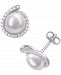 Cultured Freshwater Pearl (8mm) & Diamond Accent Stud Earrings in Sterling Silver