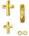 4-Pc. Set Single Cross and Infinity Stud & Hoop Earrings in 10k Gold