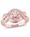 Morganite (4/5 ct. t. w. ) and Diamond (1/5 ct. t. w. ) Halo Crossover Ring in 18k Rose Gold Over Silver