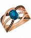 Le Vian Nude Deep Sea Blue Topaz (1-3/8 ct. t. w. ) & Diamond (1/2 ct. t. w. ) Ring in 14k Rose Gold