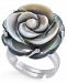 Tahitian Mother-of-Pearl Carved Rose Ring in Sterling Silver