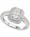 Cubic Zirconia Square Cluster Double Halo Ring Sterling Silver