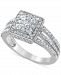 Diamond (1 ct. t. w. ) Square Halo Cluster Engagement Ring in 14k White Gold
