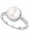 Cultured Freshwater Pearl (8mm) & Diamond (1/8 ct. t. w. ) Halo Ring in 14k White Gold